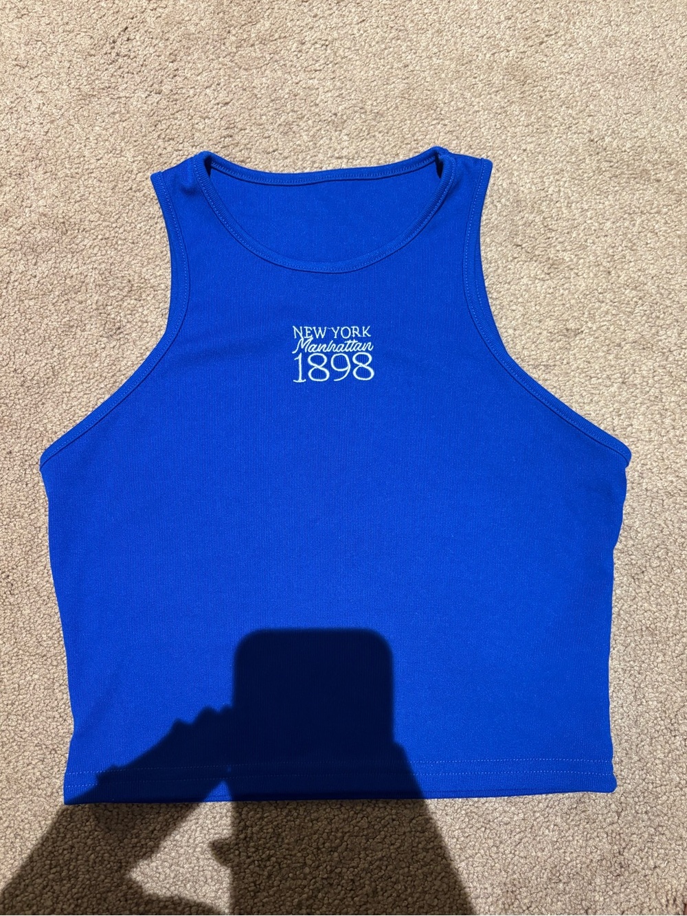 SHEIN Royal Blue 'New York Manhattan 1898' Crop Tank size small